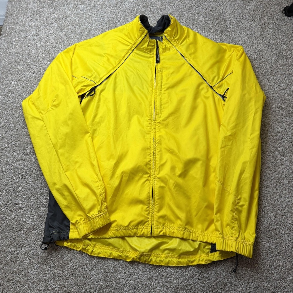 Novara Cycling Jacket Mens XL Yellow Gray Hi Vis Reflective Full Zip Windshirt